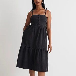 Madewell Denim Tiered Midi Dress in Lunar Wash